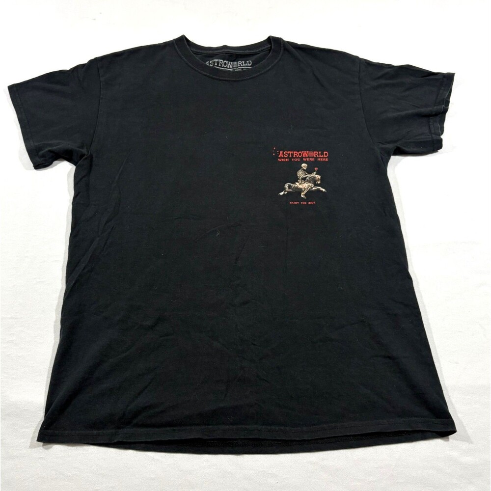 Astro World T-shirt Black Short Sleeve Mens Wish You Were Here Graphic Tee Sz M